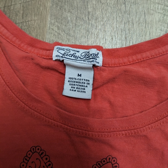 Lucky Brand Peace Victory Hand Red Tee Shirt - Picture 3 of 5